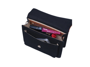 Needlesay Noir black embroidered denim handbag interior with zipper pocket