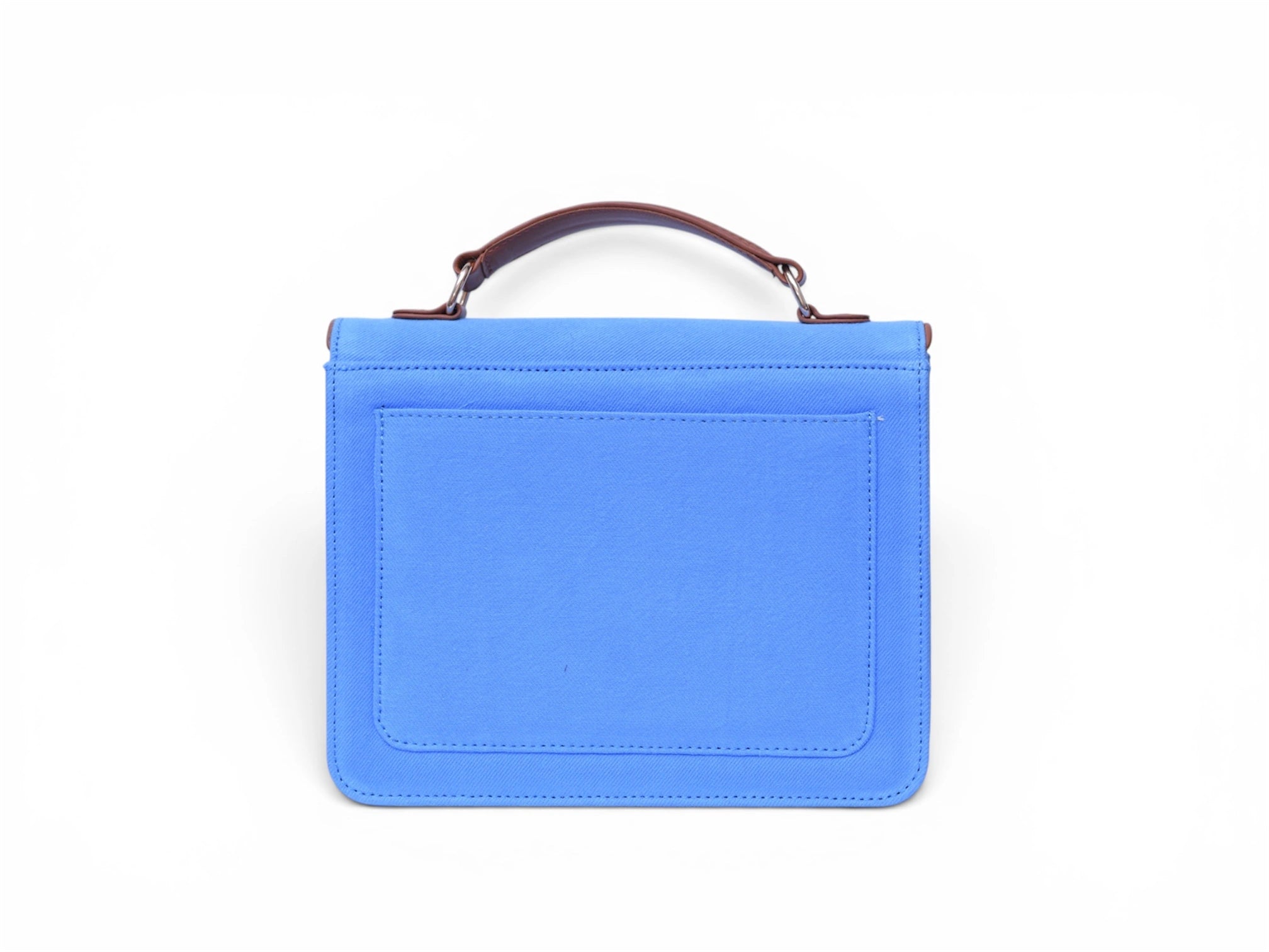 Needlesay Azure embroidered denim handbag back view