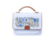 Needlesay Ivory white embroidered denim handbag front view