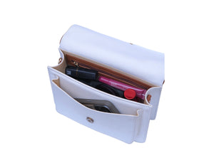 Needlesay Ivory white embroidered denim handbag interior with zipper pocket