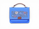 Needlesay Azure blue embroidered denim handbag front view