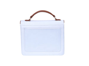 Needlesay Ivory white embroidered denim handbag back view